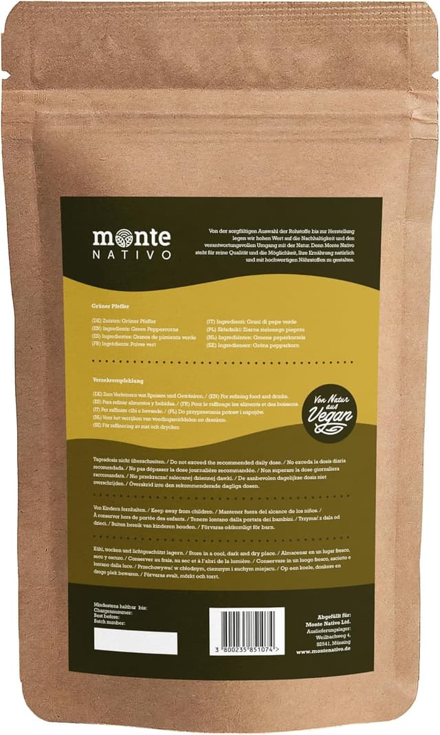 Detalle 2 de Grani di Pepe Verde Monte Nativo (150 g) di Grani di Pepe verde: spezie essiccate per un tocco vivace e fresco