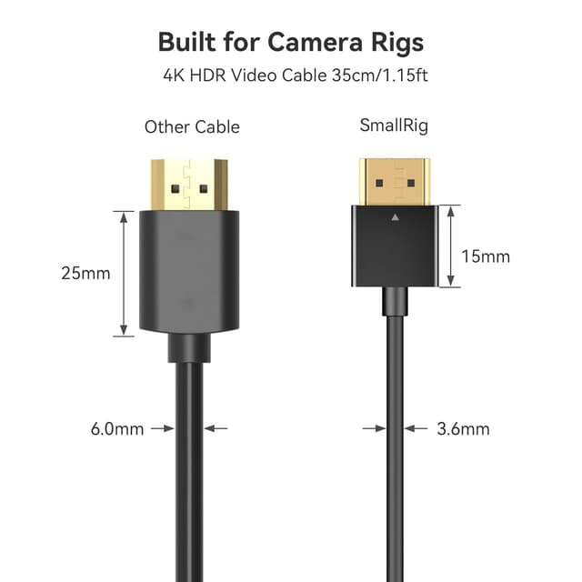 Detalle de SMALLRIG 2956B HDMI 4K-Videokabel ultradünn (35 cm), High-Speed mit Ethernet & ARC