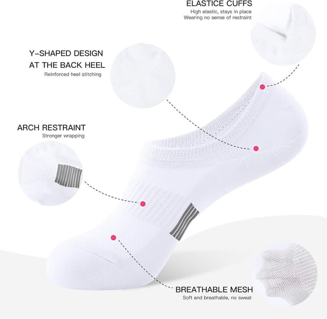 Detalle de BUDERMMY Sneaker Socken Damen (No-Show) mit rutschfesten Silikonstreifen – 35–38 & 39–42