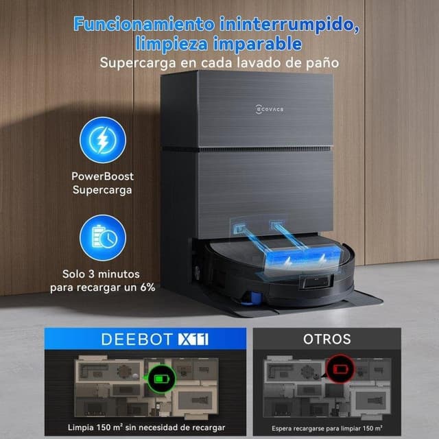 Detalle 2 de Ecovacs Deebot X11 Pro Omni: robot aspirador y fregasuelos con autovaciado y navegación IA