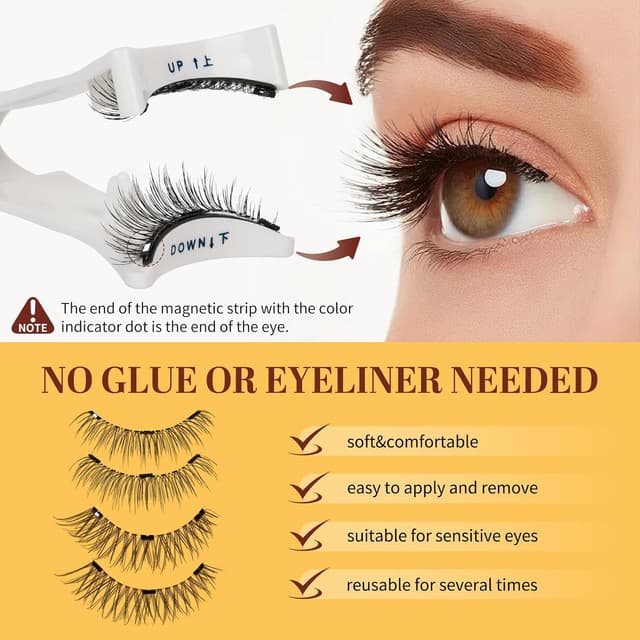 Detalle de Magnetische Wimpern-Set QUEWEL mit Applikator – 2 Paar für natürlichen Look, ohne Kleber