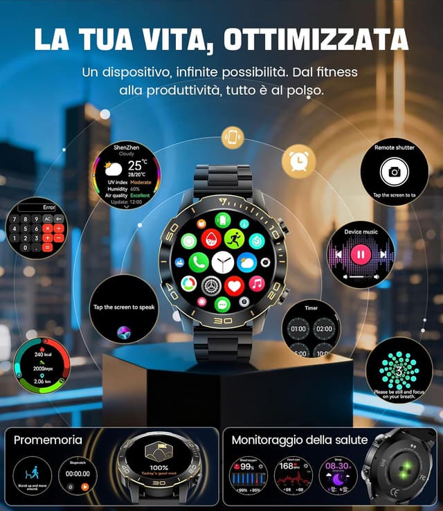 Thumbnail 6 de DREMAC Smartwatch Uomo Lusso: alluminio robusto, display AMOLED 1,43" e tracker sportivo/ salute