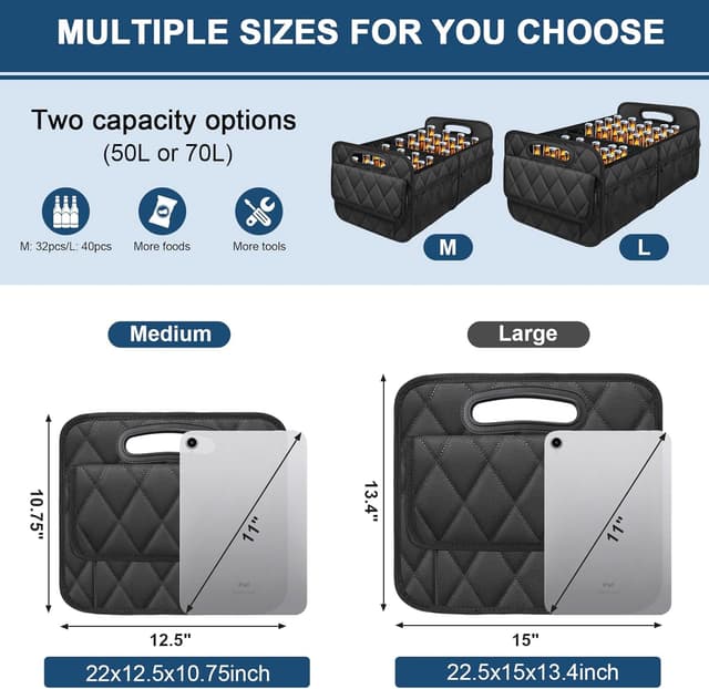 Detalle 2 de Deosk Car Trunk Organizer 50L waterproof