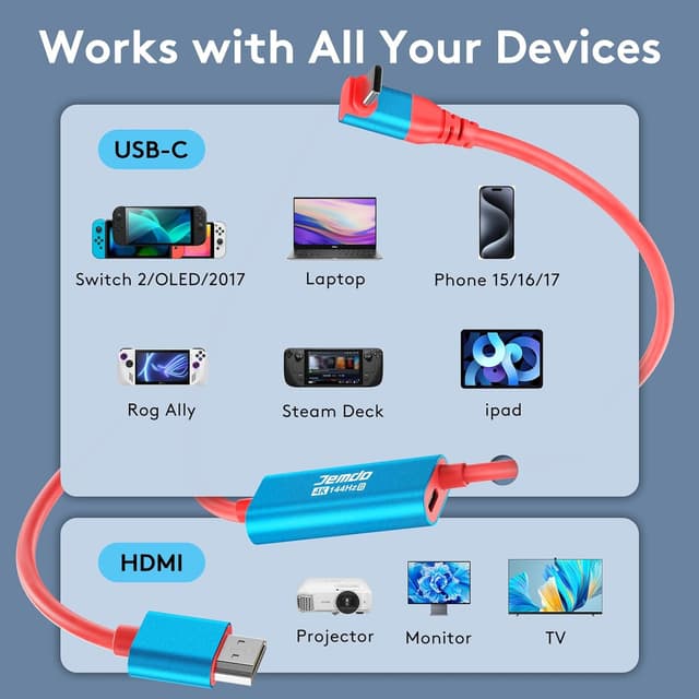 Thumbnail 6 de Nintendo Switch 2 HDMI Dock Base Station 4K 144Hz