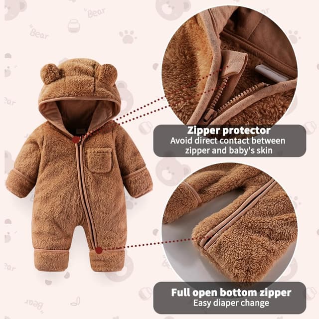 Detalle de Baby bear snowsuit with fold mittens