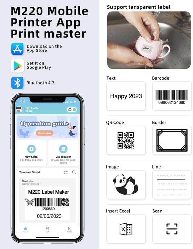 Detalle de Phomemo M220 2200mAh Thermal Label Printer 📇