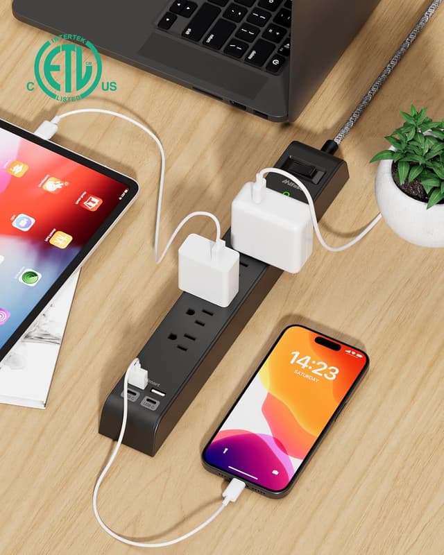 Detalle de 2 Pack Surge Protector Strip with 6 Outlets ⚡