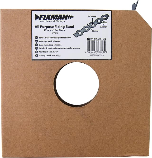 Detalle de Fixman 577523 — Bande d’assemblage noire 17 mm x 10 m pour fixations légères