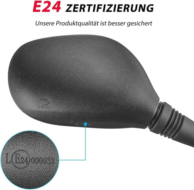 Detalle de KEMIMOTO Motorrad Spiegel für 22-mm-Lenker – E24-zertifizierte Rückspiegel mit 8-/10-mm-Schrauben, universal
