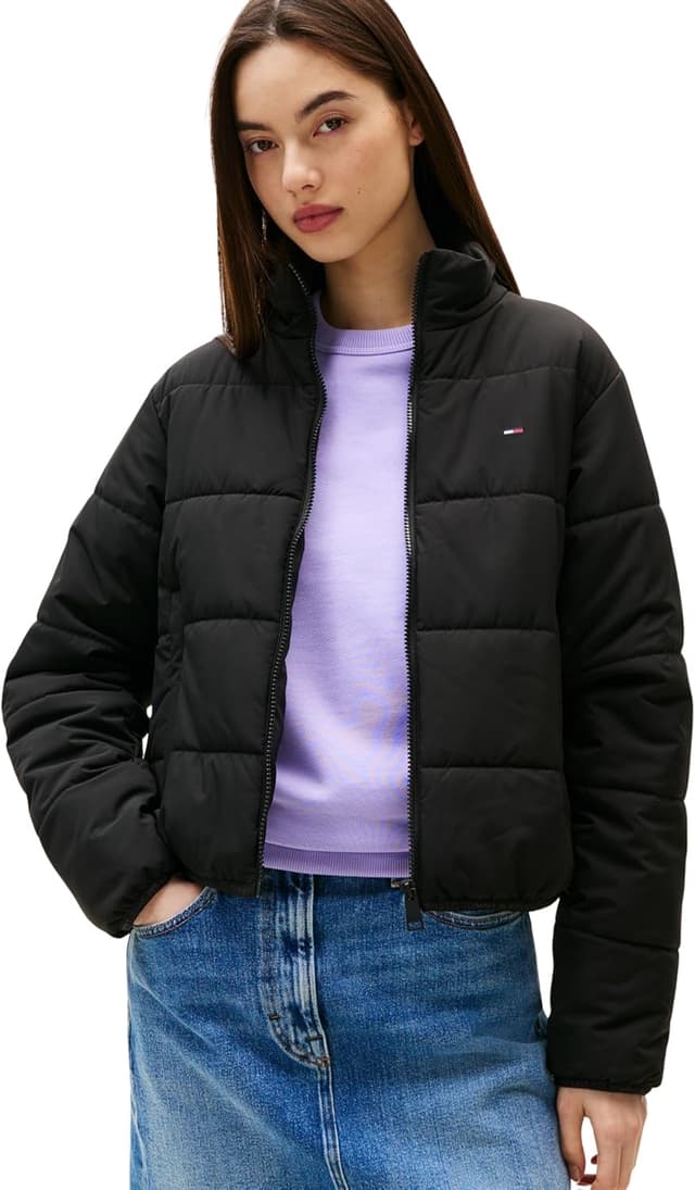 Detalle de Tommy Jeans women’s puffer jacket with stand collar