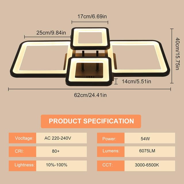 Thumbnail 4 de Toolight Lámpara de Techo LED Regulable 54W 62 cm