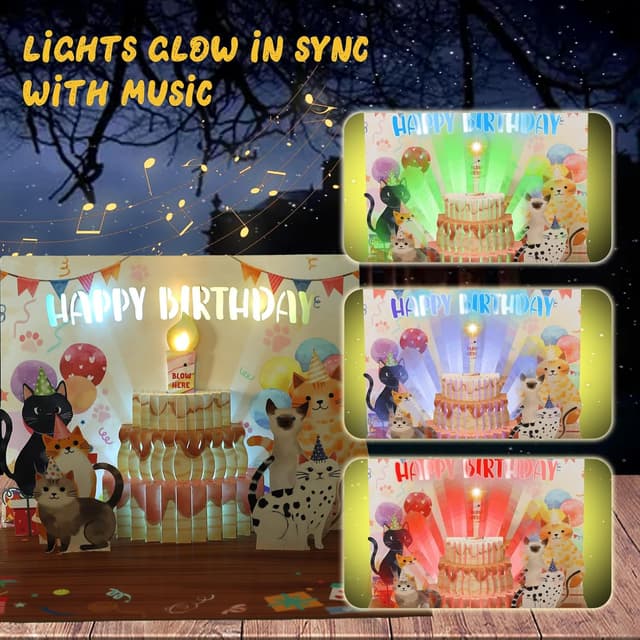 Thumbnail 2 de Ecloverlife Geburtstagskarte Katzen 3D Musik