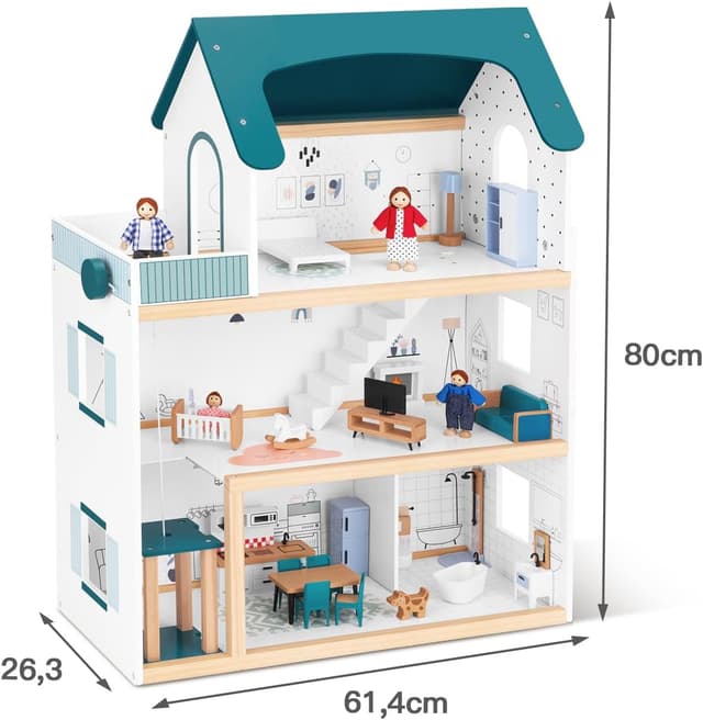 Detalle 2 de OOOK Maison de PoupĂ©e en Bois avec Ascenseur đźŹ