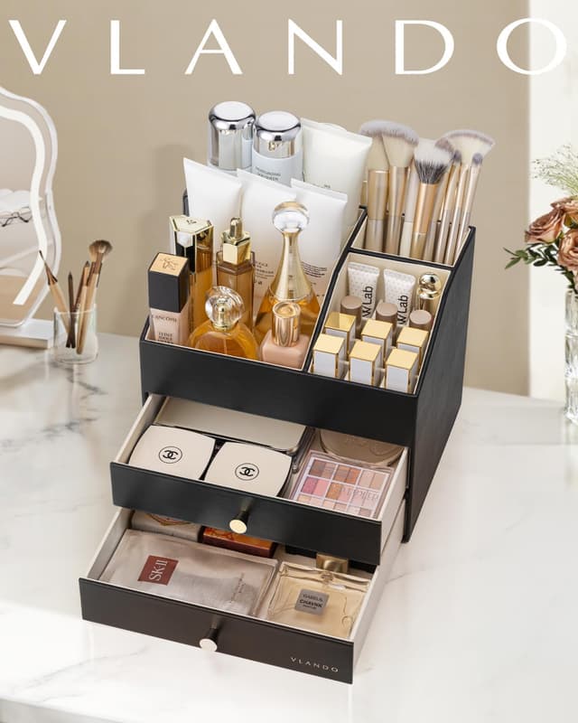Thumbnail 6 de VLANDO Make-up Organizer mit 3 Schubladen (Schwarz) – Kosmetik- und Skincare-Aufbewahrung für Bad & Dresser