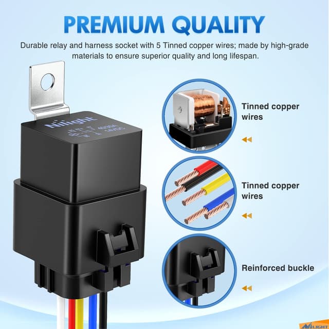 Thumbnail 1 de Nilight 5 Pack Waterproof Relay 40/30 AMP