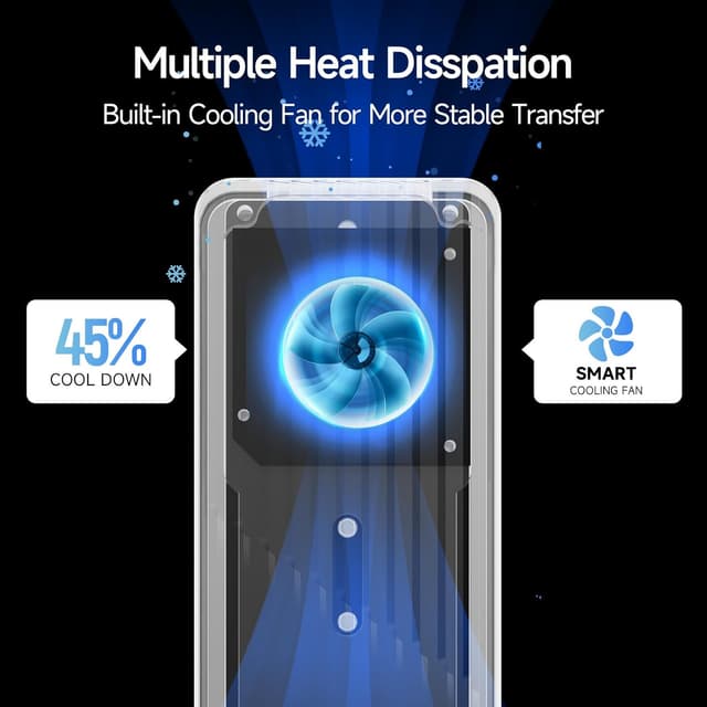 Detalle 2 de Fanxiang MD85 M.2 NVMe enclosure with built-in cooling fan, USB 3.2 Gen2 (up to 10Gbps)