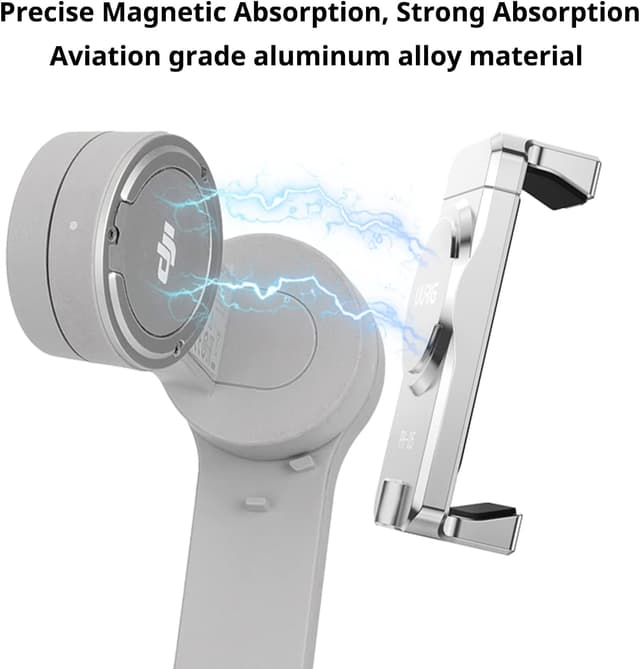 Detalle 2 de HAFOKO OM6 Metal Magnetic Phone Holder with Cold Shoe for Microphone (Tripod Mount Compatible with DJI OM 6/OM 5/OM 4)