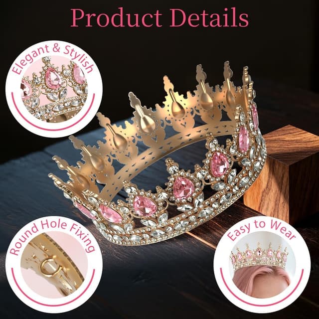 Thumbnail 3 de AOOSA Corona Regina Tiara di Strass 15 cm