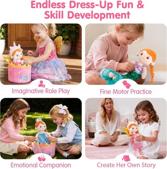 Thumbnail 6 de Hahaland Dress Up Doll Playsets (Princess, Mermaid & Unicorn) with Plush Carry Bag