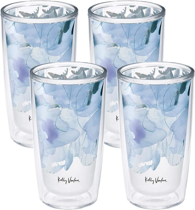 Detalle de Tervis Made in USA Double-Walled Kelly Ventura Insulated Tumbler Cup (16oz, 4-pack) — Bloom Slate