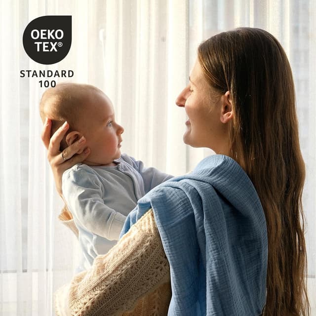 Detalle de Musselintücher für Baby-Musselinquadrate: 5er-Pack atmungsaktive Mullwindeln & Wickeldecken (60 x 60 cm)