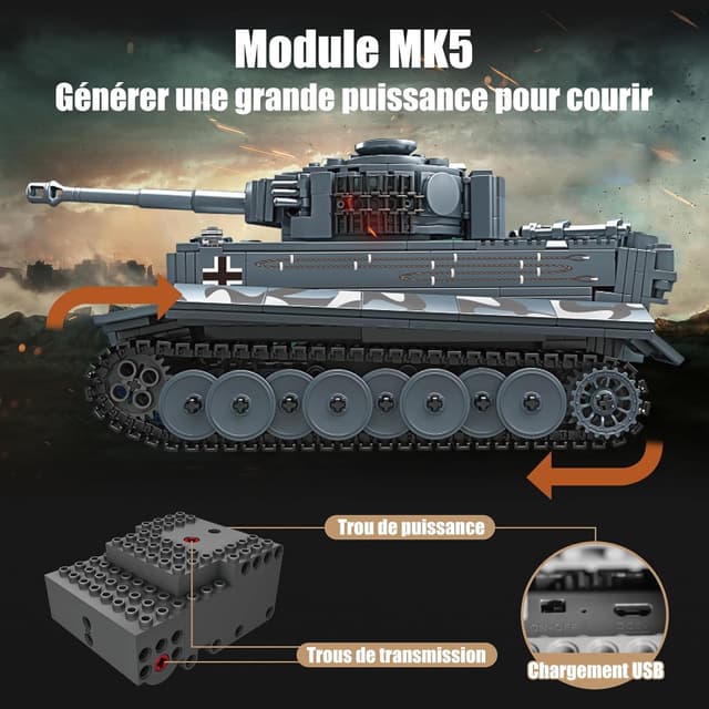 Detalle de Mould King 20014 Technik-Panzer Modellbausteine (800+ Teile) mit Motor und App-Steuerung