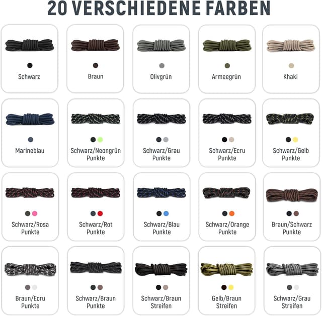 Thumbnail 2 de CUBSER Premium Runde Schnürsenkel Ø4,5 mm 2 Paar