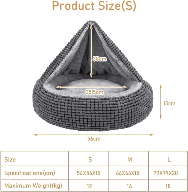 Detalle de JoeJoy cuccia rotonda “donut” lavabile e soffice per cani e gatti di piccola taglia 59x59x15 cm