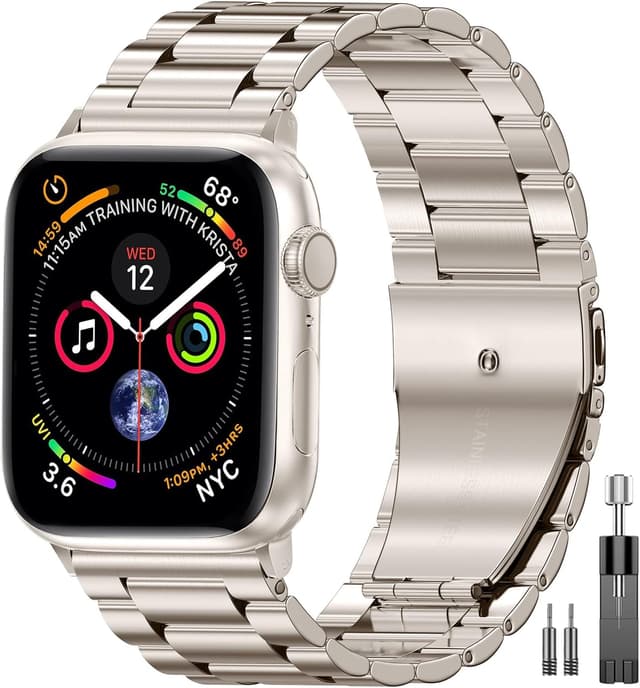 Detalle de OULUOQI 316 stainless steel Apple Watch metal strap (compatible 38–49mm)