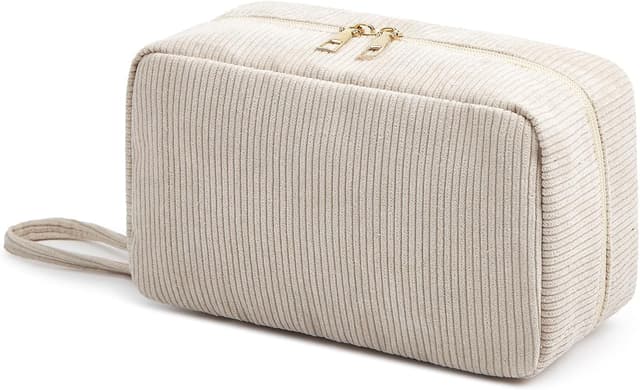 Detalle de Jiliyote Kulturtasche Damen aus Cord – Kosmetiktasche & Waschtasche für Reisen (24 x 10 x 13 cm)