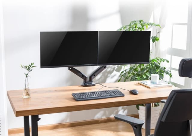 Detalle de ACT AC8312 Monitorhalterung für zwei Monitore (Gasfeder, höhen-/tiefenverstellbar)