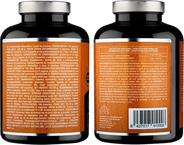 Thumbnail 6 de NATURAL HEALTH UP Creatina monohidratada 180 cápsulas