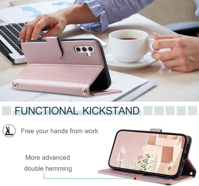 Detalle de YANJIEER ESONG Handykette Schutzhülle für Motorola Moto G14 4G / G54 5G mit Leder-PU, Kartenfach und Magnetverschluss (Flip Case)