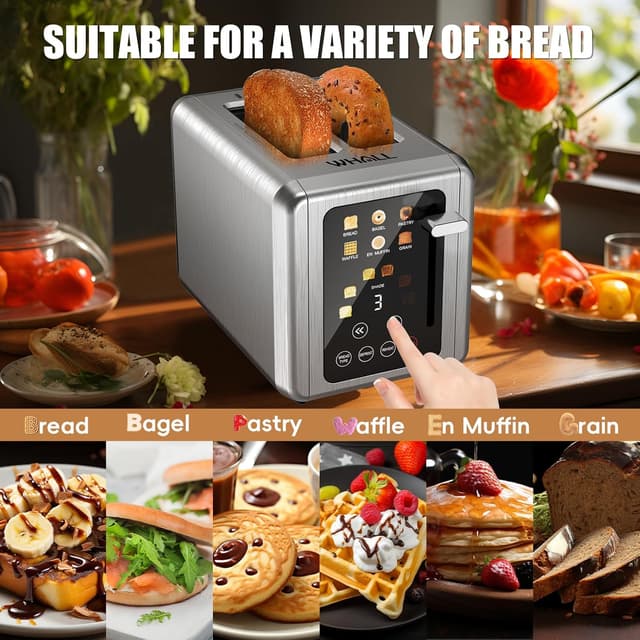 Thumbnail 3 de WHALL Touch Screen Toaster 2-Slice with Timer 🍞