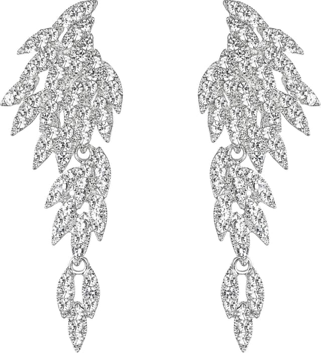 Thumbnail 6 de Boucles d’oreilles à clip Clearine « ailes d’ange » en cristal autrichien, longues gouttes (ton d’argent)