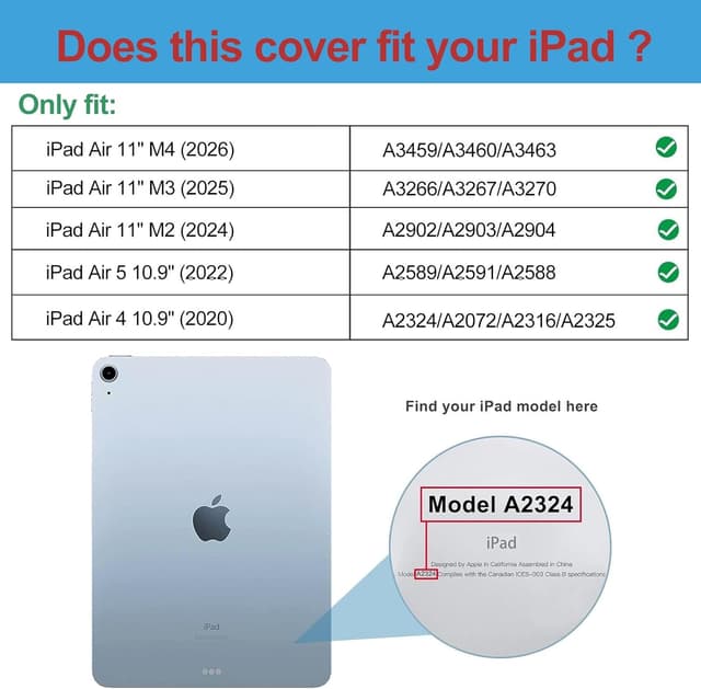 Detalle 2 de ProCase Hülle für iPad Air 11 Zoll (M4/M3/M2 & 5/4 Gen) – Himmelblau, mit Sleep/Wake und Pencil-Unterstützung