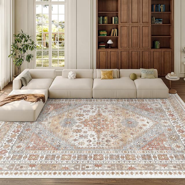 Detalle 2 de zesthome 9x12 Stain Resistant, Washable Area Rug with Non-Slip TPR Backing (Orange)