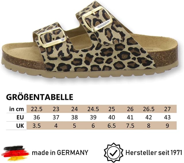 Detalle de AFS-Schuhe 2100 Damen-Pantoletten aus echtem Leder mit verstellbarer Schnalle (Made in Germany)