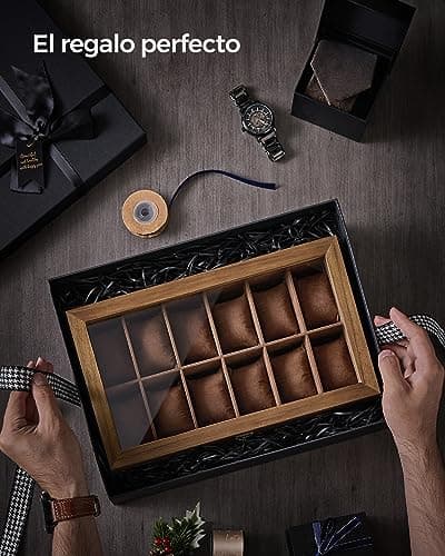 Thumbnail 7 de SONGMICS Caja para relojes 12 compartimentos Nogal