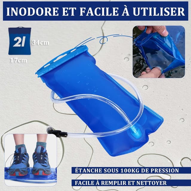 Detalle 2 de LOCAL LION Sac à Dos de Vélo 10L avec poche à eau 2L et housse de pluie