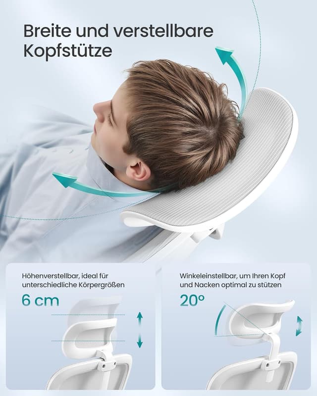 Thumbnail 6 de SONGMICS Bürostuhl OBN041G01 ergonomischer Netzstuhl