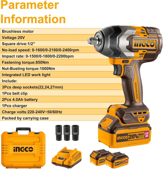 Thumbnail 5 de Ingco CIWLI2085 850Nm cordless impact wrench