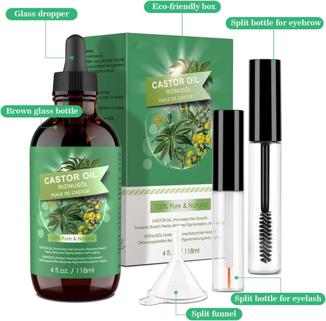 Detalle de Olio di ricino 100% 118 ml per crescita