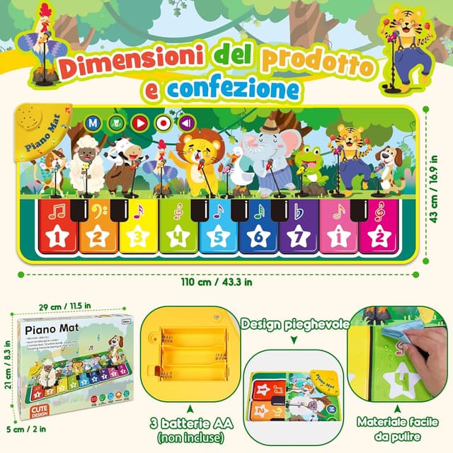 Thumbnail 5 de Dromlag Tappeto Pianoforte 10 animali 🎹