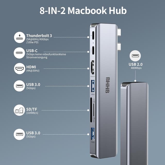 Thumbnail 2 de BHHB M81 Hub USB C per MacBook 8-in-2