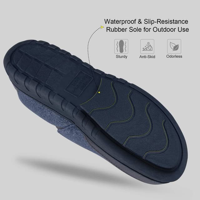 Thumbnail 6 de LongBay Men’s Jersey Memory Foam Slippers with Non-Slip Rubber Sole – Breathable Clog-Style House Shoes