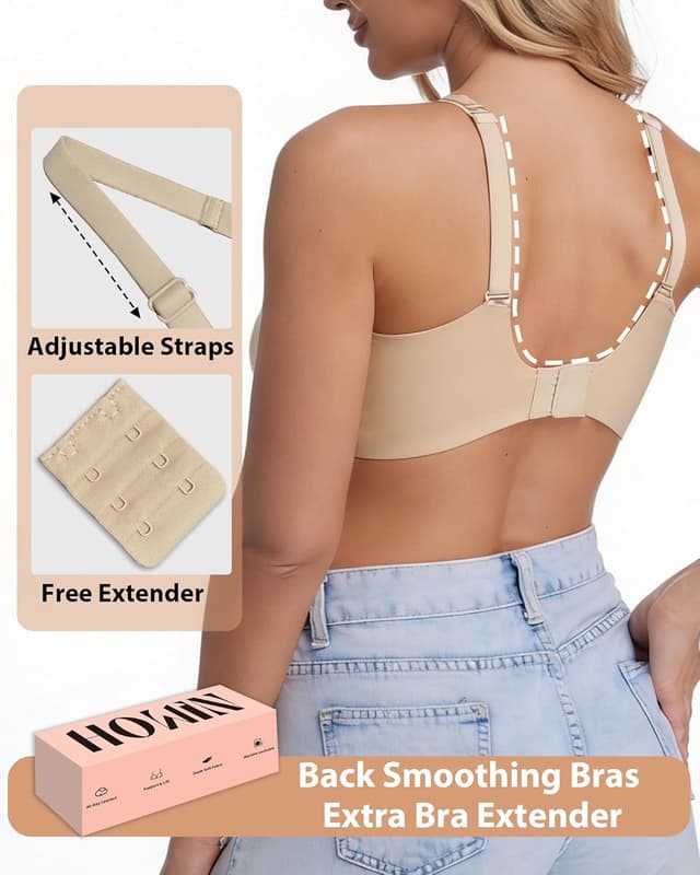 Detalle de HOWIN Jelly Bras Women’s Deep V Wireless Push Up T-Shirt Bra (Seamless, No Underwire)