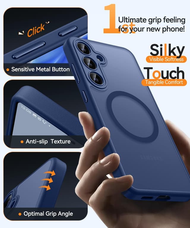 Thumbnail 6 de CANSHN Hülle für Samsung Galaxy S25 Plus mit Kameraschutz & MagSafe-Funktion (transluzent matt, dunkelblau)