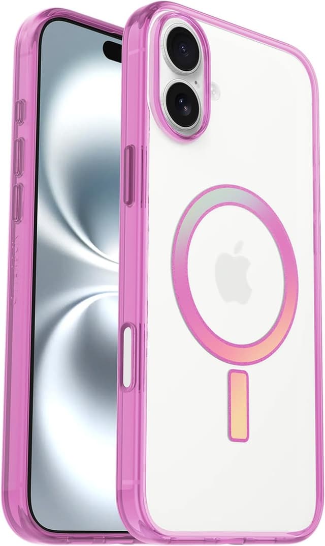 Detalle de OtterBox Clear Case Series con MagSafe per iPhone 16 Plus (Rosefinch) con protezione antiurto e Camera Control