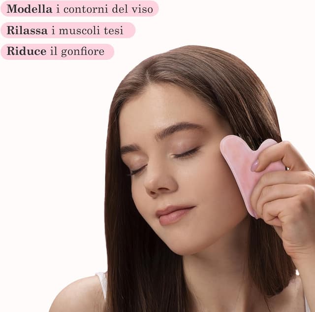 Thumbnail 3 de GUGUG Gua Sha Rullo di Quarzo Rosa per il Viso